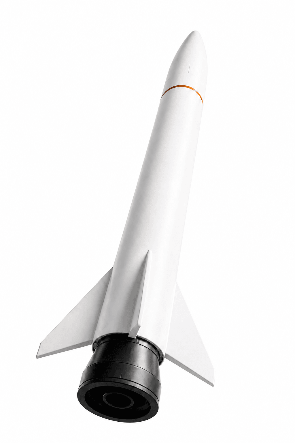 Underside exterior concept of Nicolaus 1 in a bright studio setting, showing one central engine.